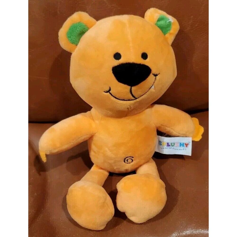 11 Inch Orange Fanged Tooth Bear Splushy Stuffed Animal Plush Toy